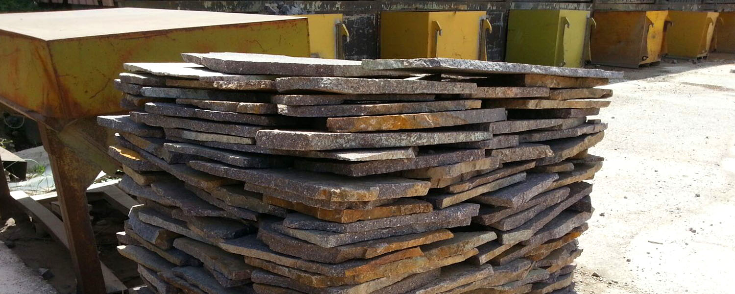 Pile of porphyry slabs of Trentino